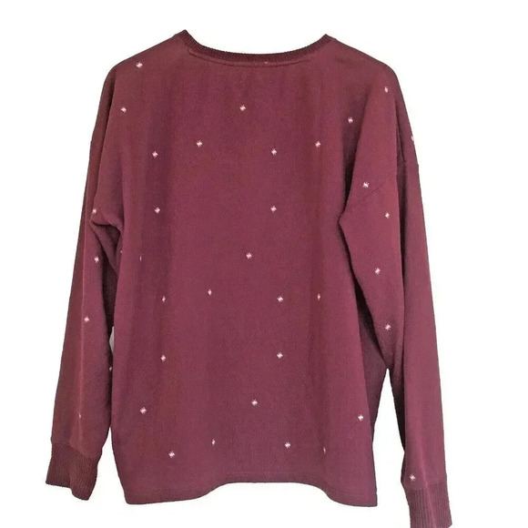 CATS Vintage Y2k Pajama Top MEOW! Animal Sweater Maroon Womens Large - Picture 6 of 6